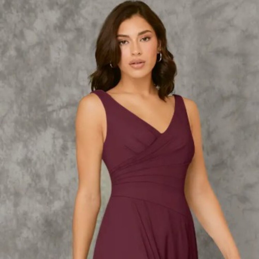 Azazie Sleeveless Maxi Dress in Cabernet
